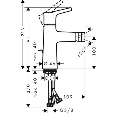 Baterie bideu cu ventil, Hansgrohe, Talis S, crom [1]