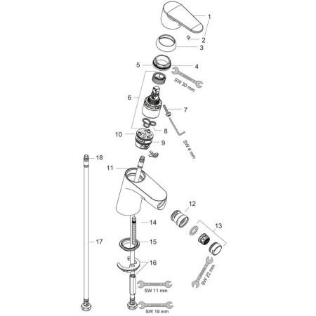 Baterie bideu, Hansgrohe, Focus, cu ventil click-clack, crom [2]