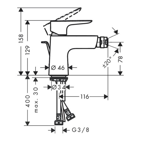 Baterie bideu, Hansgrohe, Talis E, negru cromat periat [1]