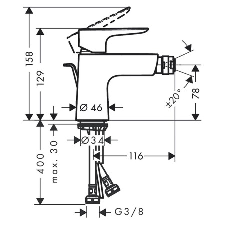 Baterie bideu, Hansgrohe, Talis E, negru mat [1]