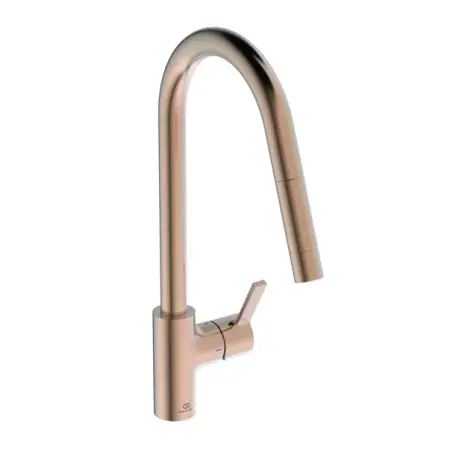 Bucatarie - Baterie bucatarie cu dus extactibil Ideal Standard Gusto 235 cupru Sunset Rose 1 tip de jet