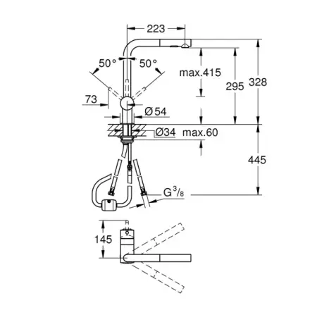 Baterie bucatarie cu dus extractabil Grohe Minta 2 tipuri de jet antracit periat Hard Graphite [4]
