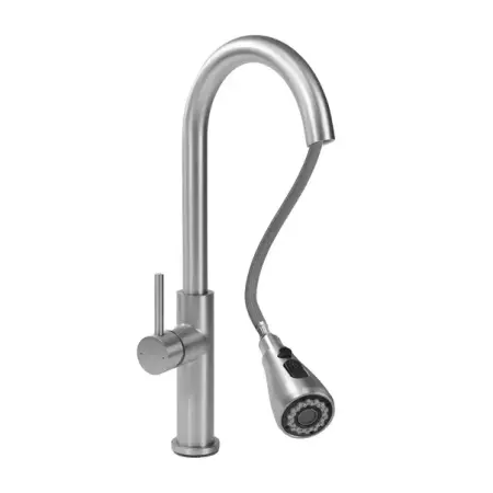 Baterie bucatarie cu dus extractibil Rea Nest nichel periat [1]