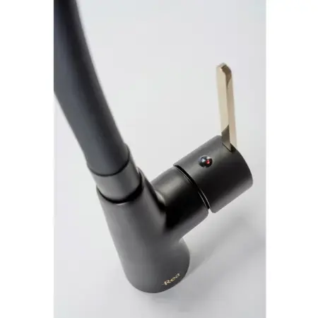 Baterie bucatarie cu pipa flexibila Rea Icon negru - auriu [4]