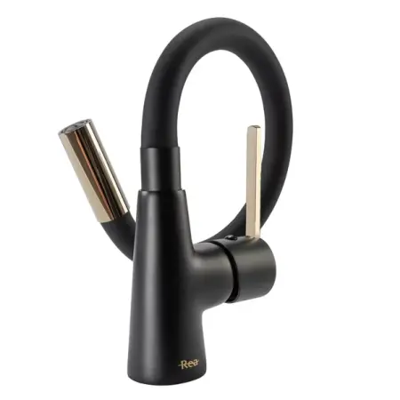 Baterie bucatarie cu pipa flexibila Rea Icon negru - auriu [6]
