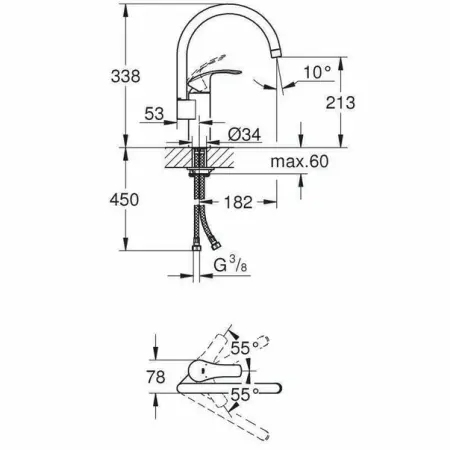 Baterie bucatarie Grohe Eurosmart New cu corp inalt crom lucios [1]