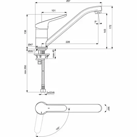 Baterie bucatarie Ideal Standard Ceraflex BlueStart monocomanda [1]
