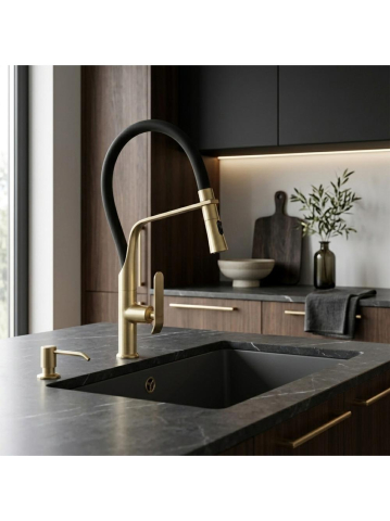 Baterie bucatarie Rea Castor auriu periat  [3]