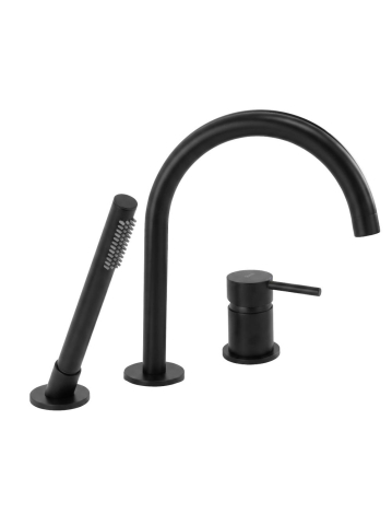 Baterii baie - Baterie cada 3 orificii Rea Lungo negru 235mm electroplating