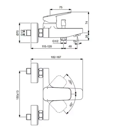 Baterie cada cu monocomanda Ideal Standard Ceraplan BD256AA [3]