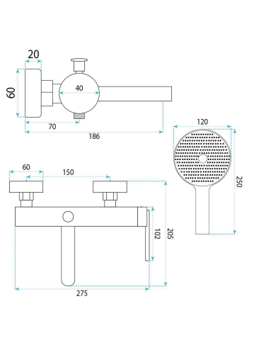 Baterie pentru cada REA Grace Titan montaj perete lungime gura 186 mm [9]