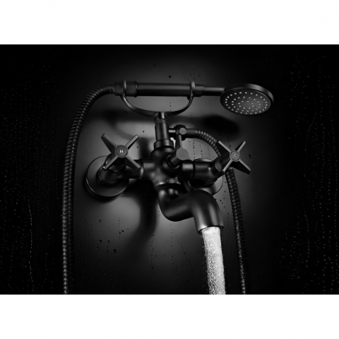 Baterie cada – dus dubla comanda Deante Temisto negru mat cu set de dus [1]