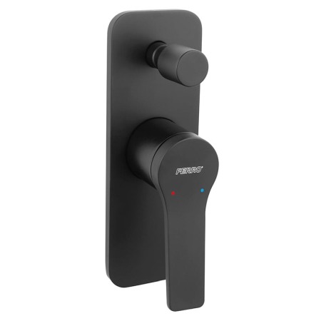 Baterii cada - Baterie cada - dus, Ferro, Stratos Black, cu montaj pe perete, negru mat