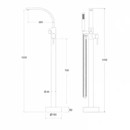 Baterie cada - dus freestanding Besco Decco I auriu lucios [1]