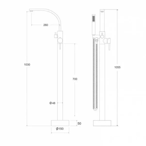 Baterie cada - dus freestanding Besco Decco I auriu lucios [1]