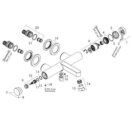 Baterie cada - dus, Hansgrohe, Finoris, montaj aparent, crom [3]