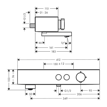 Baterie cada - dus, Hansgrohe, ShowerTablet Select 400, cu termostat, crom [1]