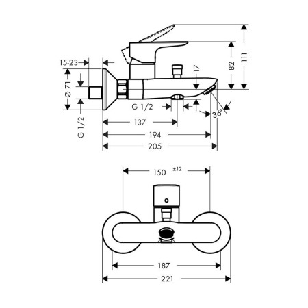 Baterie cada-dus Hansgrohe, Talis E, auriu lucios [1]