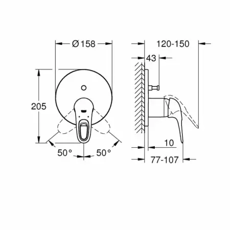 Baterie cada - dus incastrata Grohe Eurostyle 2 iesiri crom [2]