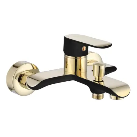 Baterie cada - dus Rea Bloom monocomanda negru - auriu cu set de dus [2]