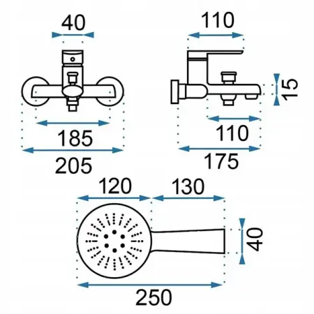 Baterie cada - dus Rea Buzz negru cu set de dus [1]