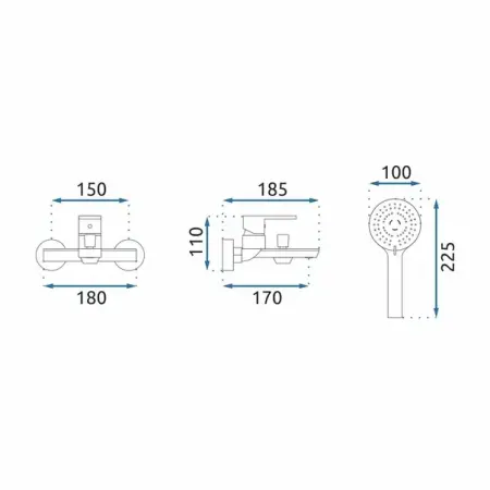 Baterie cada - dus Rea Flip monocomanda crom cu set de dus [2]