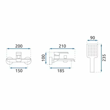 Baterie cada - dus Rea Hass monocomanda negru cu set de dus [1]