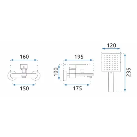 Baterie cada - dus Rea Luppo negru cu set de dus [1]