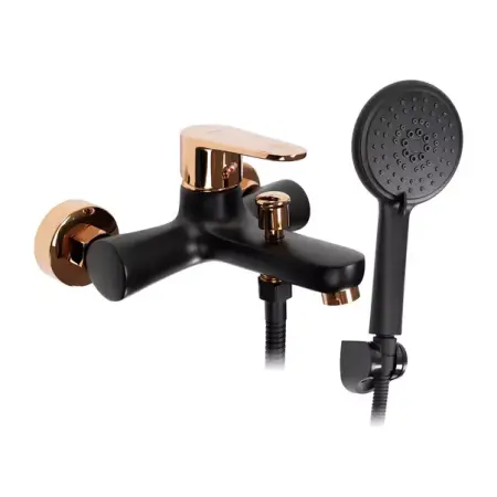 Baterii baie - Baterie cada - dus Rea Mild negru - Rose Gold cu set de dus