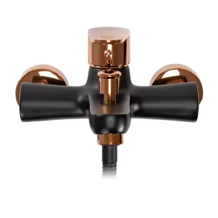 Baterie cada - dus Rea Mild negru - Rose Gold cu set de dus [2]