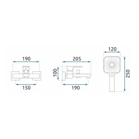Baterie cada - dus Rea Orix monocomanda auriu cu set de dus [2]