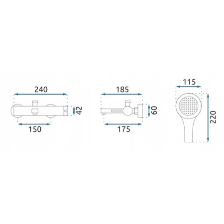 Baterie cada - dus Rea Polo monocomanda alb - crom cu set de dus [1]