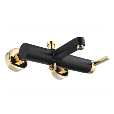 Baterie cada - dus Rea Polo monocomanda negru - auriu cu set de dus [6]