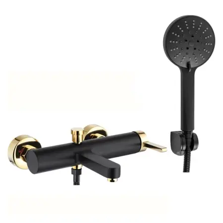 Baterii cada - Baterie cada - dus Rea Polo monocomanda negru - auriu cu set de dus