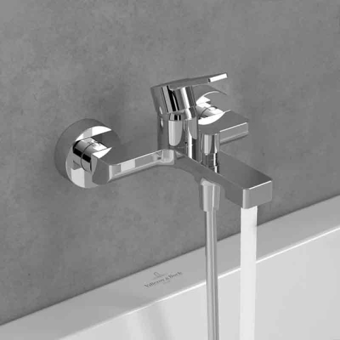 Baterie cada-dus Villeroy&Boch, Architectura, cu montaj pe perete, crom [2]