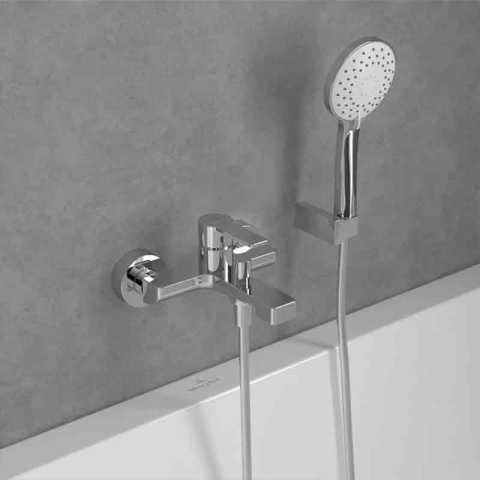 Baterie cada-dus Villeroy&Boch, Architectura, cu montaj pe perete, crom [3]