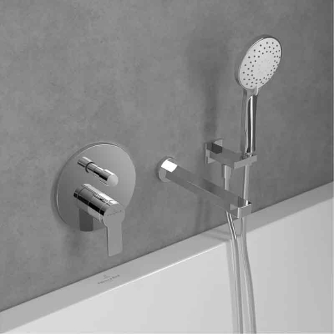 Baterie cadă-duș Villeroy&Boch, Architectura, montaj încastrat, parte vizibilă, crom [3]