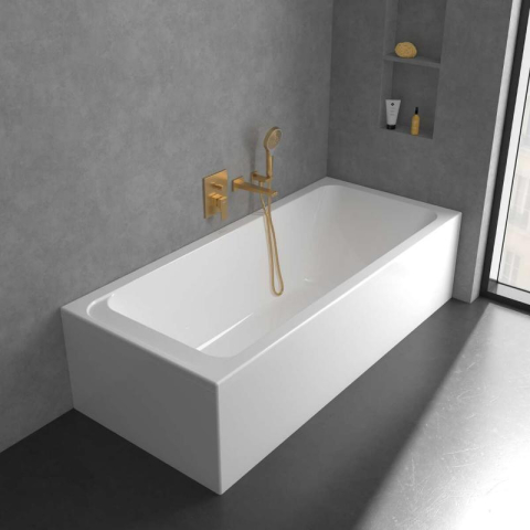 Baterie cadă-duș Villeroy&Boch, Architectura Square, montaj încastrat, brushed gold [5]