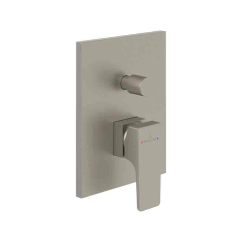Baterii cada - Baterie cadă-duș Villeroy&Boch, Architectura Square, montaj încastrat, brushed nickel