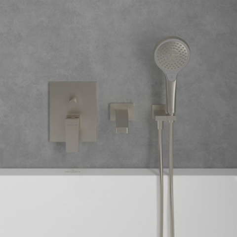 Baterie cadă-duș Villeroy&Boch, Architectura Square, montaj încastrat, brushed nickel [3]
