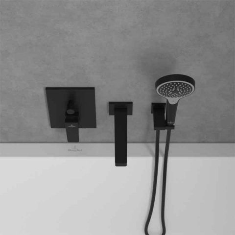 Baterie cadă-duș Villeroy&Boch, Architectura Square, montaj încastrat, negru mat [4]