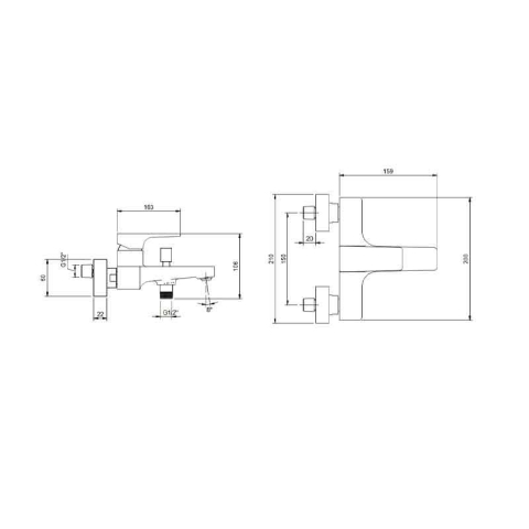Baterie cadă-duș Villeroy&Boch, Architectura Square, montaj pe perete, brushed gold [6]
