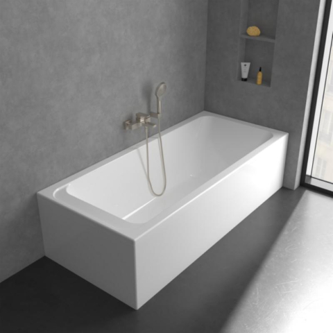 Baterie cadă-duș Villeroy&Boch, Architectura Square, montaj pe perete, brushed nickel [4]