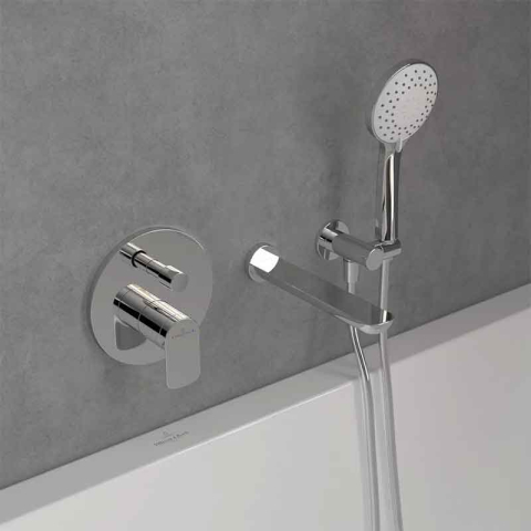 Baterie cadă-duș Villeroy&Boch, O.Novo, montaj încastrat, parte vizibilă, crom [3]
