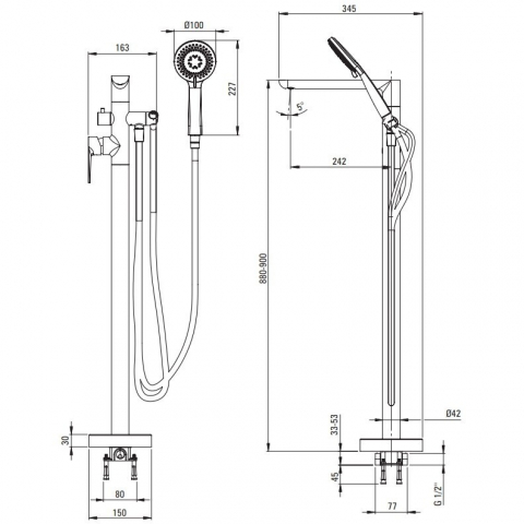 Baterie cada freestanding Deante Jasmin crom [2]