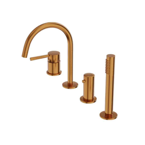 Baterii cada -  Baterie cadă LaVita, Verdi, montaj pe cada, set complet dus, brushed copper