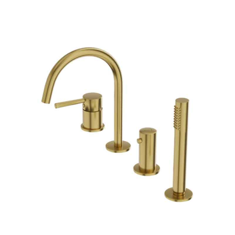Baterii cada - Baterie cada LaVita, Verdi, montaj pe cada, set complet dus, brushed gold