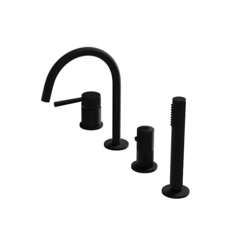 Baterii cada -  Baterie cada LaVita, Verdi, montaj pe cada, set complet dus, negru mat