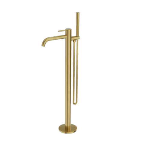 Baterii cada -  Baterie cada LaVita, Verdi, stativă, pipă dreaptă, set complet duș, Brushed Gold