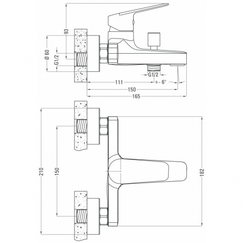 Baterie cada monocomanda Deante Jasmin negru mat [2]